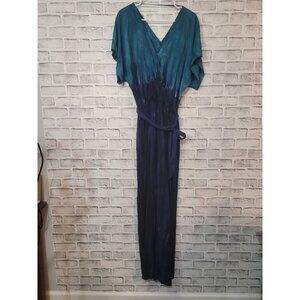 River + Sky Blue Ombre Short Sleeve V Neck Jumpsuit Size M Medium